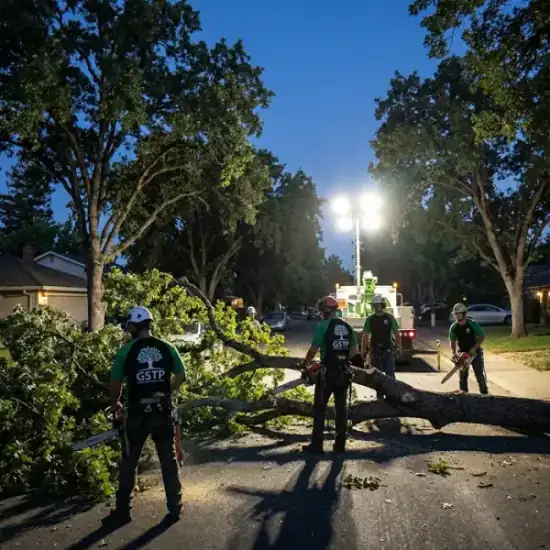 Emergency night tree removal in Chino after a storm